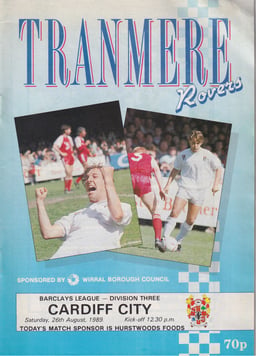Tranmere Rovers v Cardiff City Match Programme 1989-08-26